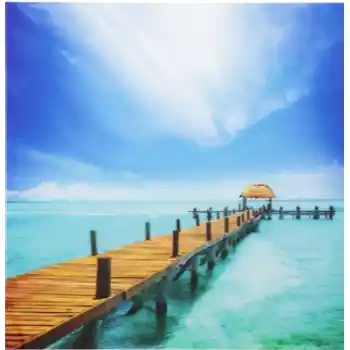 Yosemite Home Caribbean Jetty Tempered Glass Wall Art Panel