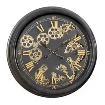 Yosemite Home Black Round Gear Wall Clock