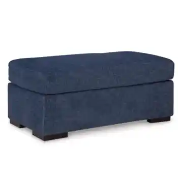 Ashley Emma Washable Nuvella Navy Ottoman