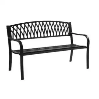 Black Cast Iron Metal Outdoor Bench