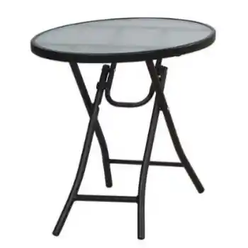 Outdoor Round 18-Inch Folding Table with Glass Top
