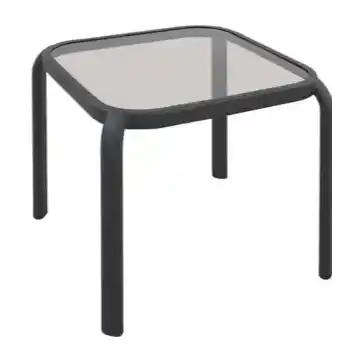Black Steel Square Outdoor Side Table with Glass Top