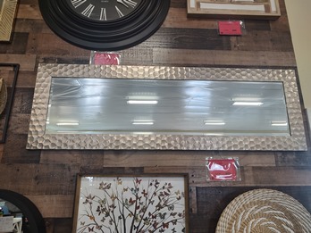 Tall Hammered Silver Framed Wall Mirror